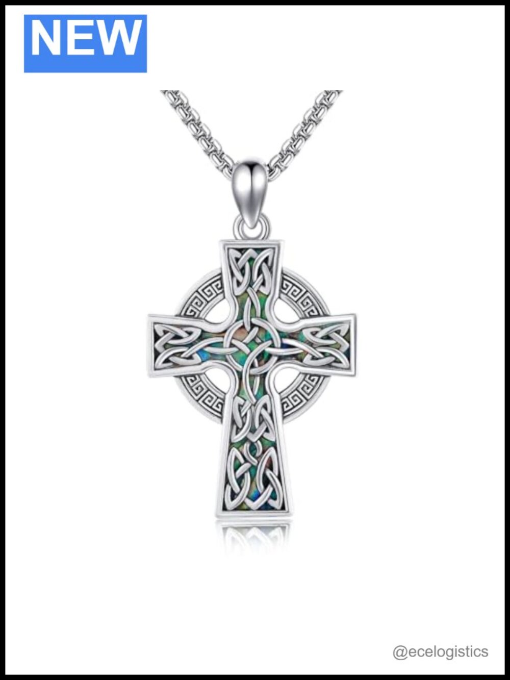 Sterling Silver Celtic Cross Pendant Necklace Faith Religious Jewelry